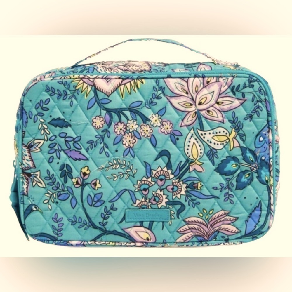 Vera Bradley Blush & Brush Makeup Case Peacock Garden